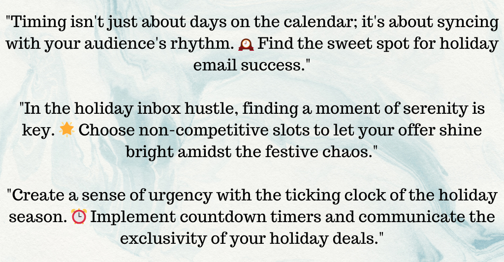 Optimal timing for holiday email campaigns