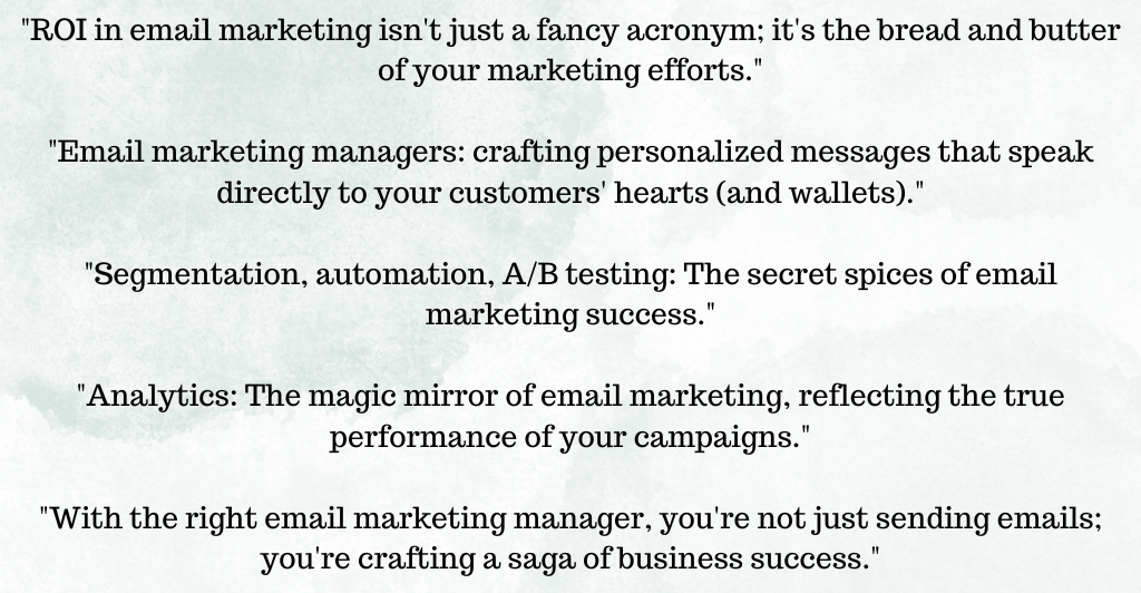 "ROI in email marketing isn't just a fancy acronym; it's the bread and butter of your marketing efforts."